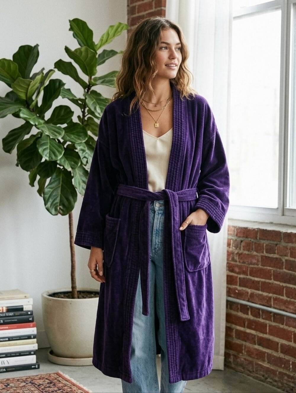 Vibrant Purple One Size Unisex Robe Vintage Mervyn's Grandma Grandpa  90s